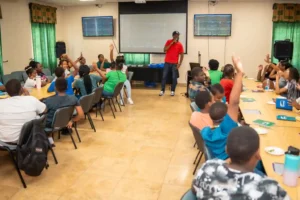 Kids while doing the activities at 'Sound Your Future'