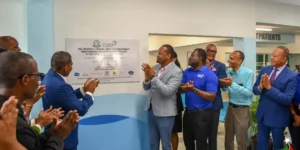 PM Drew at the symbolic handover ceremony of lobby at JNF General Hospital