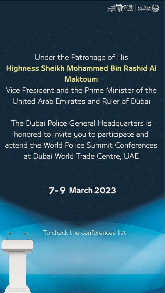 UAE: World Police Summit to be held from 7 to 9 march 2023 at Dubai World Trade Centre(image credits Facebook)