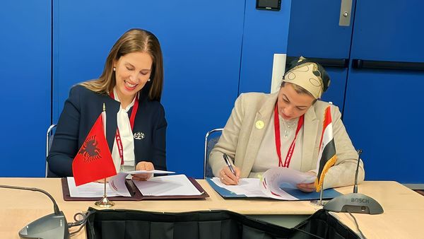 Environment Minister, Yasmin Fouad signs 'Memorandum of Understanding' with Mirella Kumbaro(image credits Facebook)