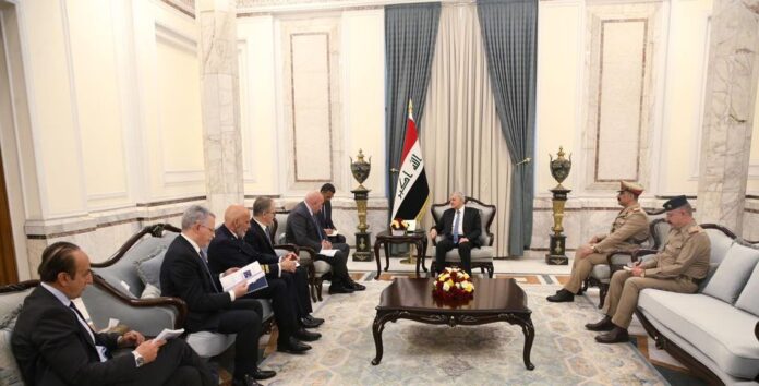 Iraqi President Abdul Latif Jamal Rashid receives Italian Defence Minister Guido Crosto