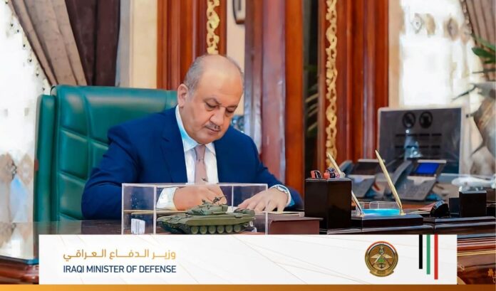 Iraq's Defence Minister Mohammad Saeed Al-Abbasi congratulates Workers on International Labour Day