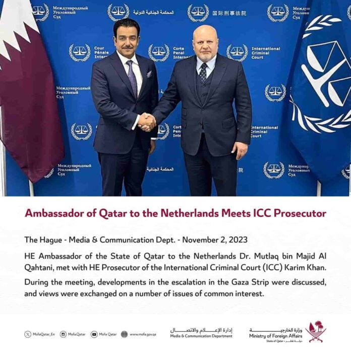 Qatar's Ambassador meets Prosecutor of ICC credit: mofa twitter page