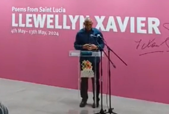 Ernest Hilaire hails Llewellyn Xavier at opening of poetry exhibition, Image: Facebook