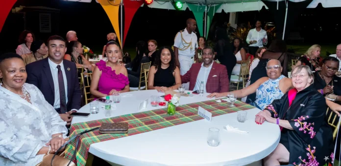 PM Drew, Diani Jimesha, Dame Marcella Liburd with BPW International participants at the cocktail reception