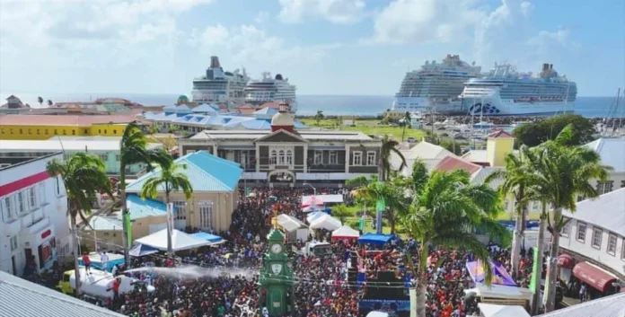 Photograph from the annual J'ouvert morning celebration in St. Kitts and Nevis