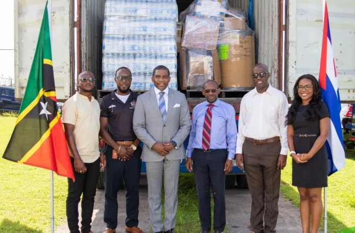 PM Terrance Drew while sending supplies to the students in Cuba