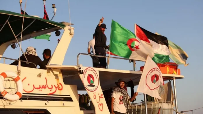 Flotilla boats sailing toward Gaza with hundreds of activists onboard, despite reported harassment from an Israeli naval warship