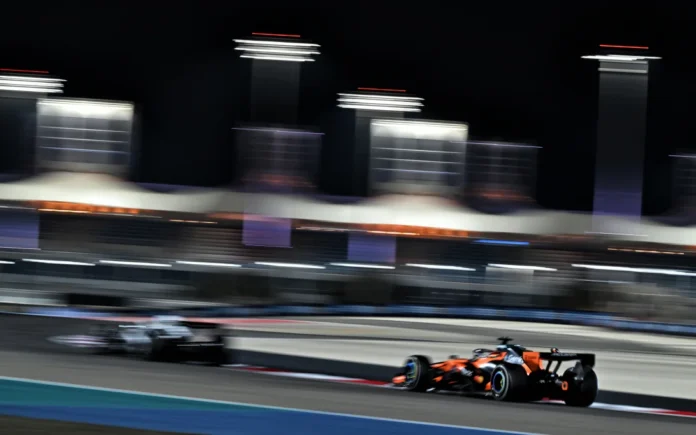 Cars circulate during Bahrain testing as teams collect vital performance data under desert sun ahead of the new championship season